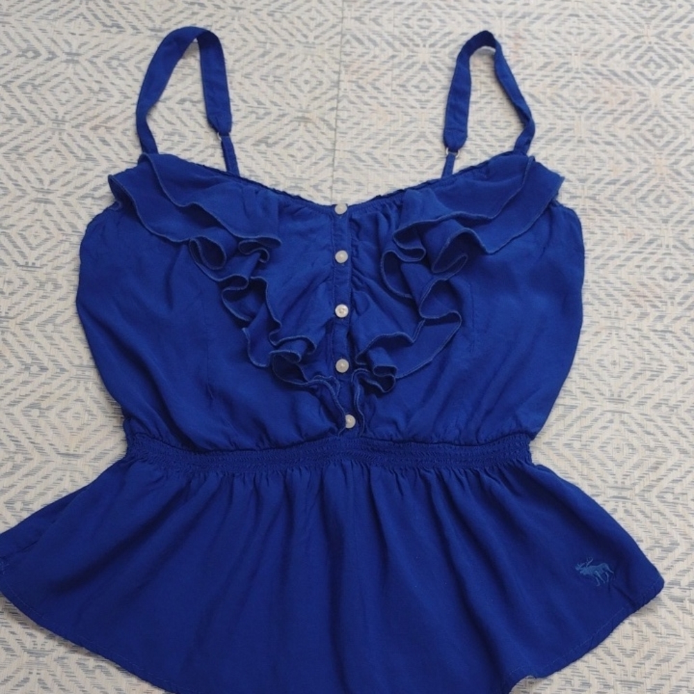Abercrombie & Fitch 100%viscose Blue Ruffle Camisole Y2K, Babydoll Style, Beachy